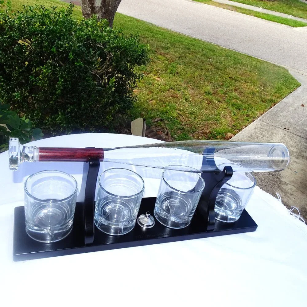 Baseball Bat Whiskey Decanter Set with 4 Baseball Glasses Wine Savant